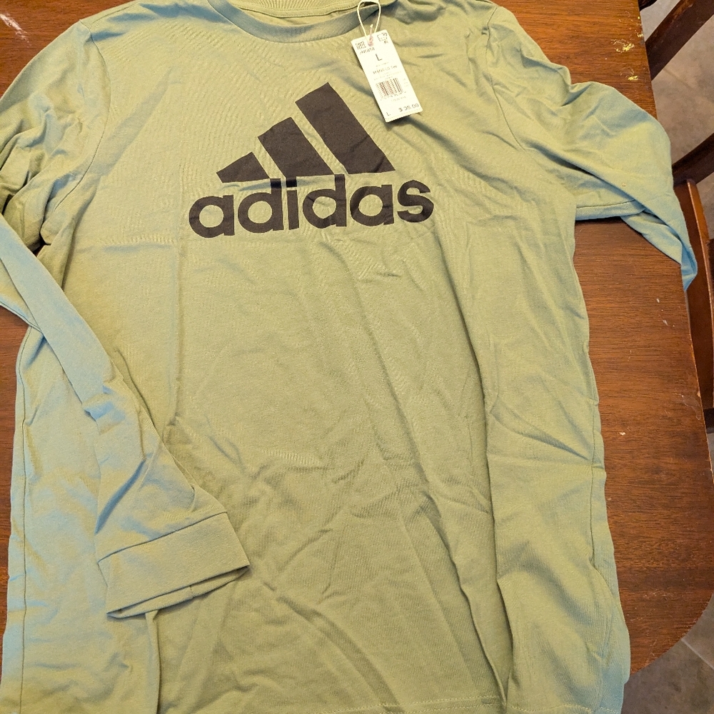 Adidas Green Long Sleeve Tee for Performance Mens L